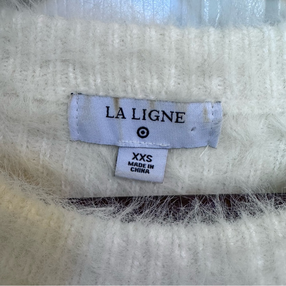 La Ligne White and Blue Striped Fuzzy Sweater - Picture 7 of 10